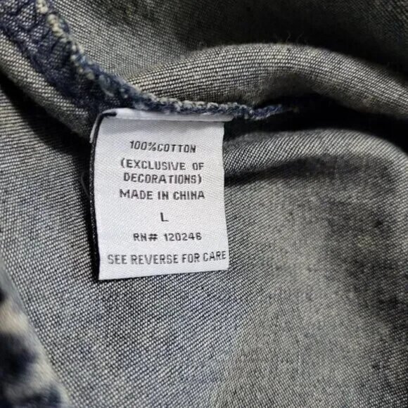 Wallflower Denim Romper L Blue Acid Wash Drawstring Pockets Festival Vibes - Picture 8 of 10